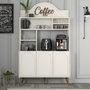 Hanah Home Lyon 120 Mueble Bar para Café - Crema y Nogal